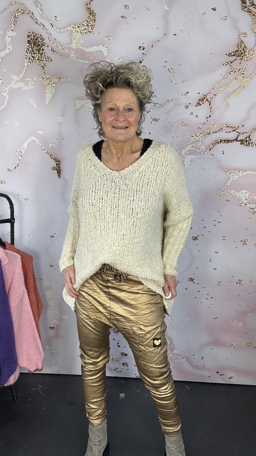 Broek Pipa Leatherlook Baggy Goud tijger