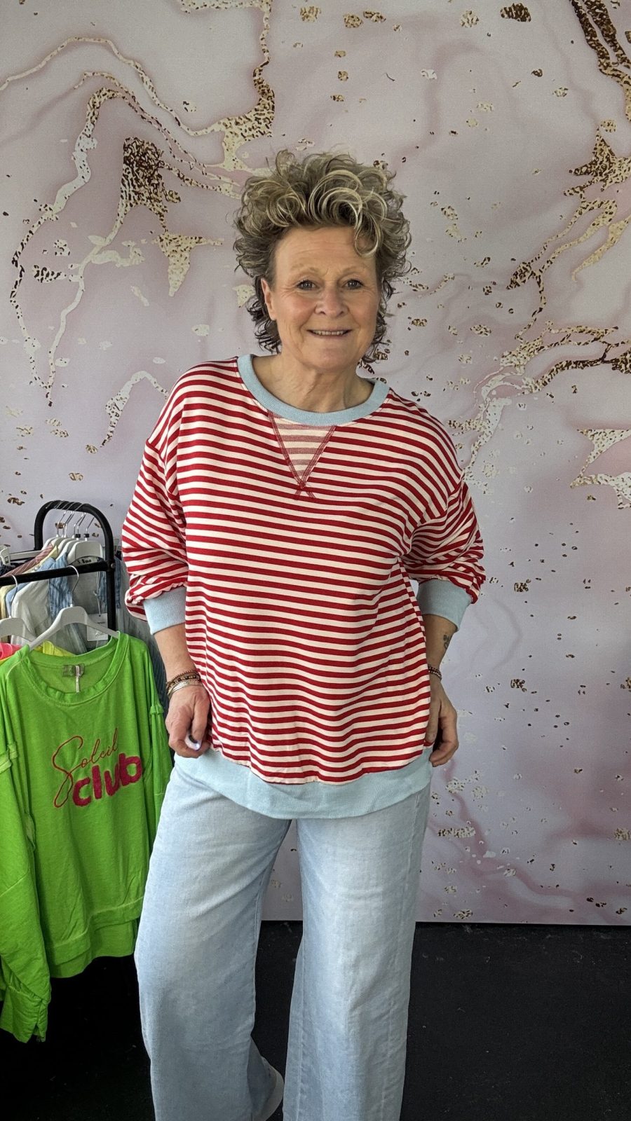 Sweater Pauli jeansblauw/rood