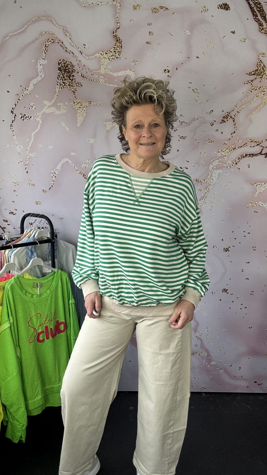 Sweater Pauli groen/sand