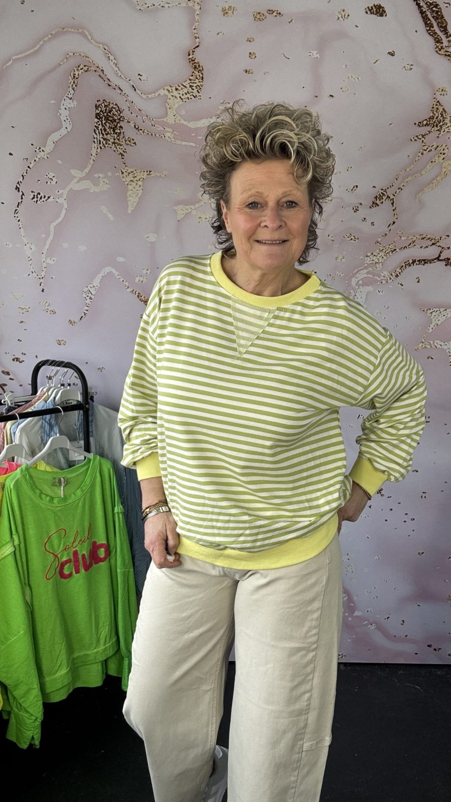 Sweater Pauli zeegroen/Geel