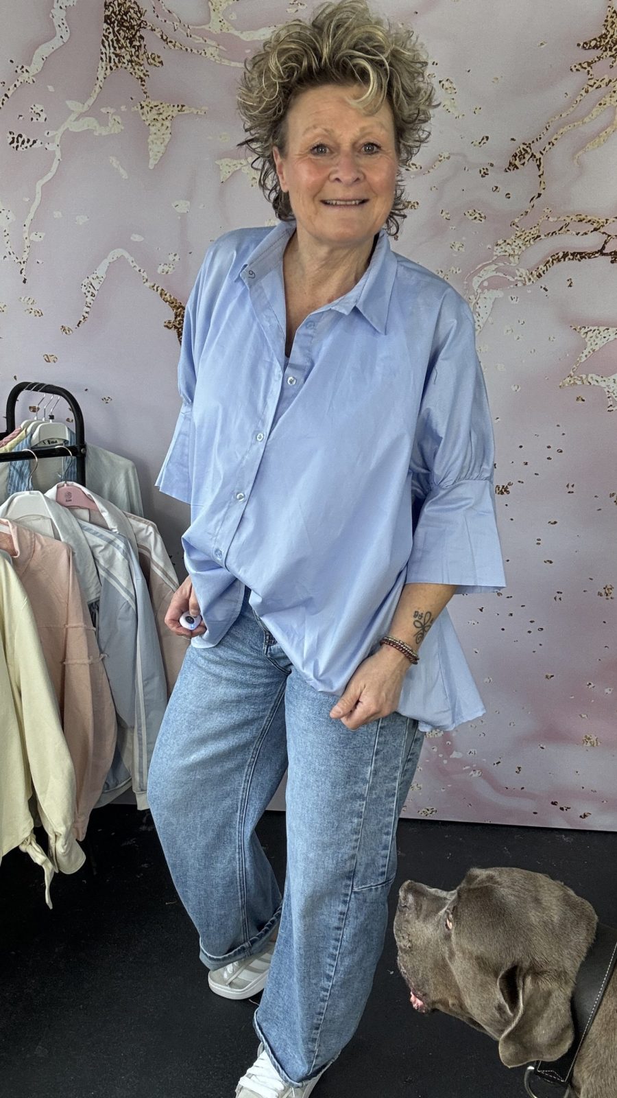 blouse Big lichtblauw