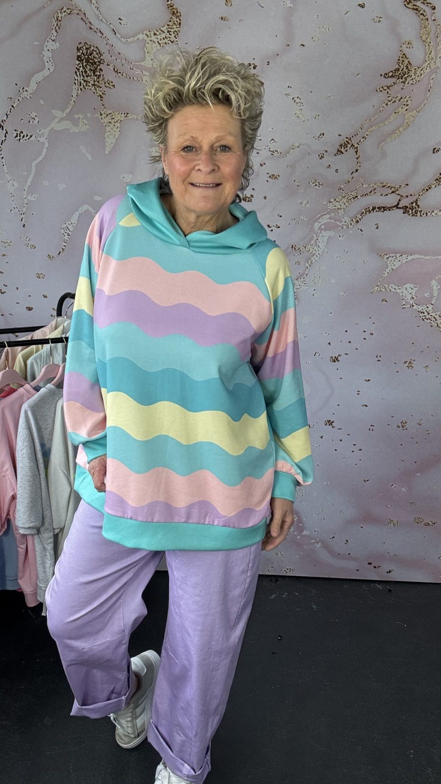 Sweater hoody Rainbow Aqua