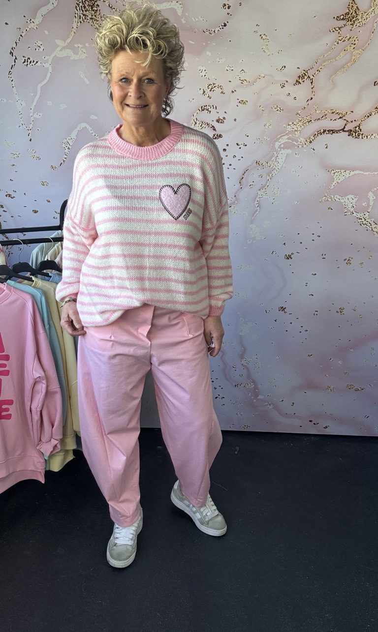 Trui Hart roze streep