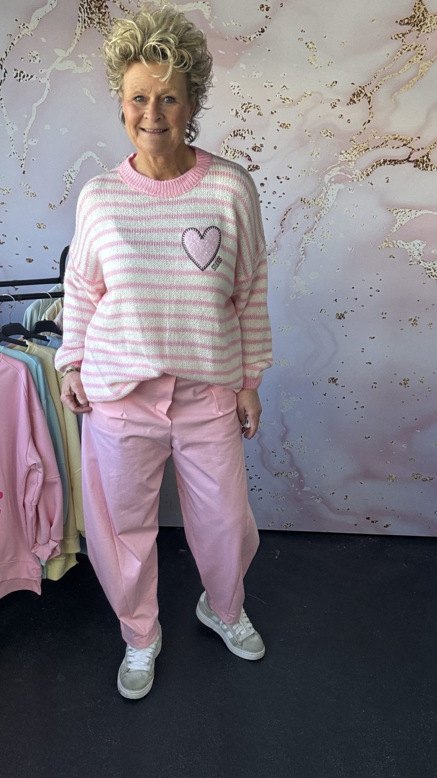 Trui Hart roze streep