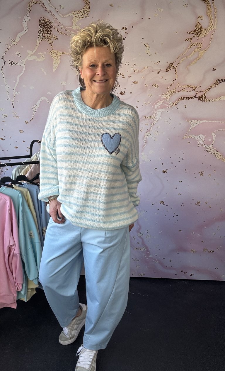 Trui Hart blauw streep