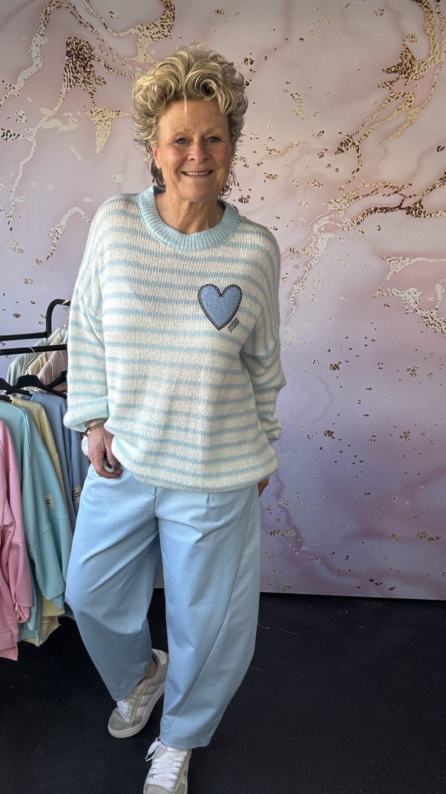 Trui Hart blauw streep