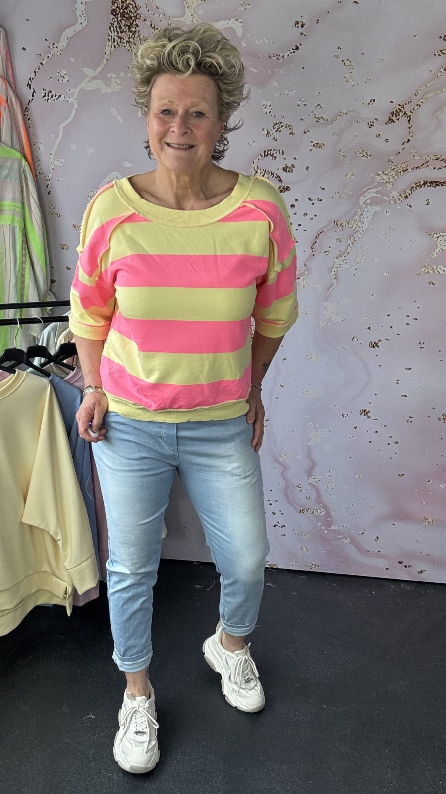 Sweater Colori fuchsia/geel