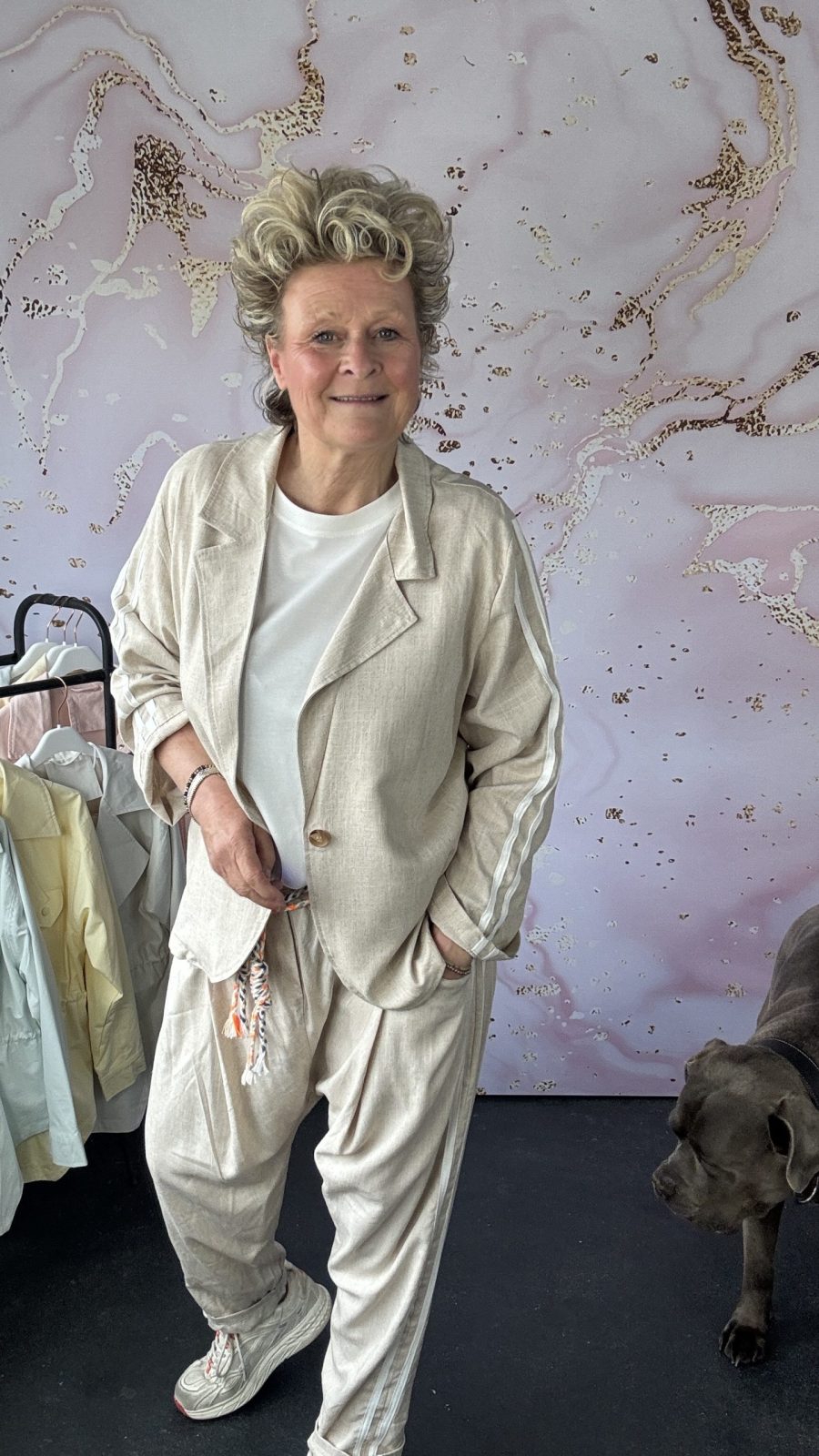 Linnen blazer Lina (witte bies)