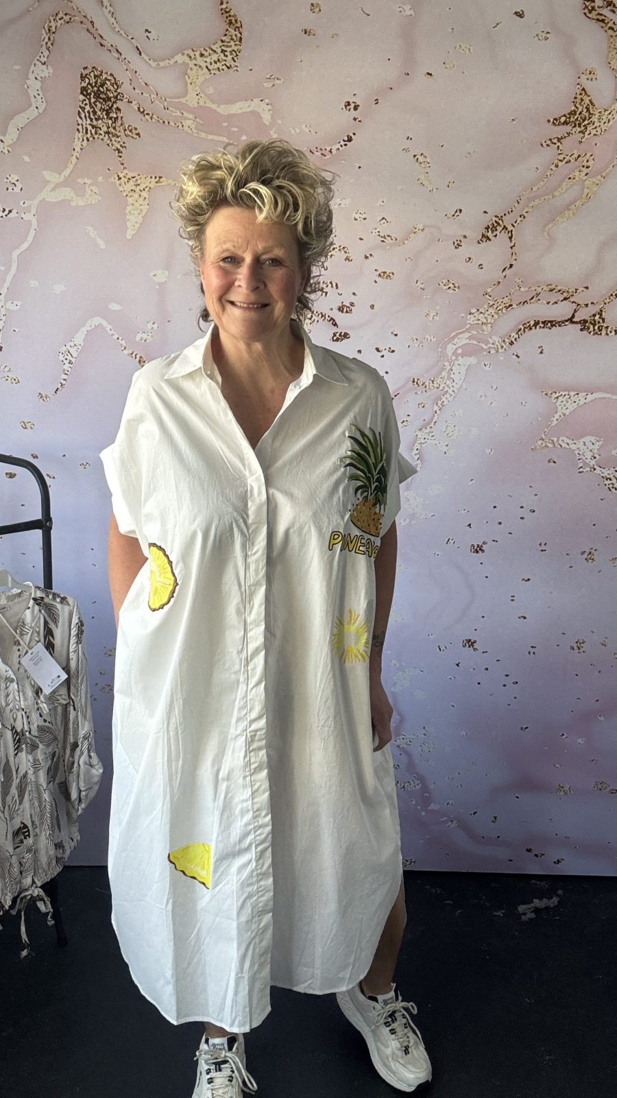 Blouse/jurk Ananas wit