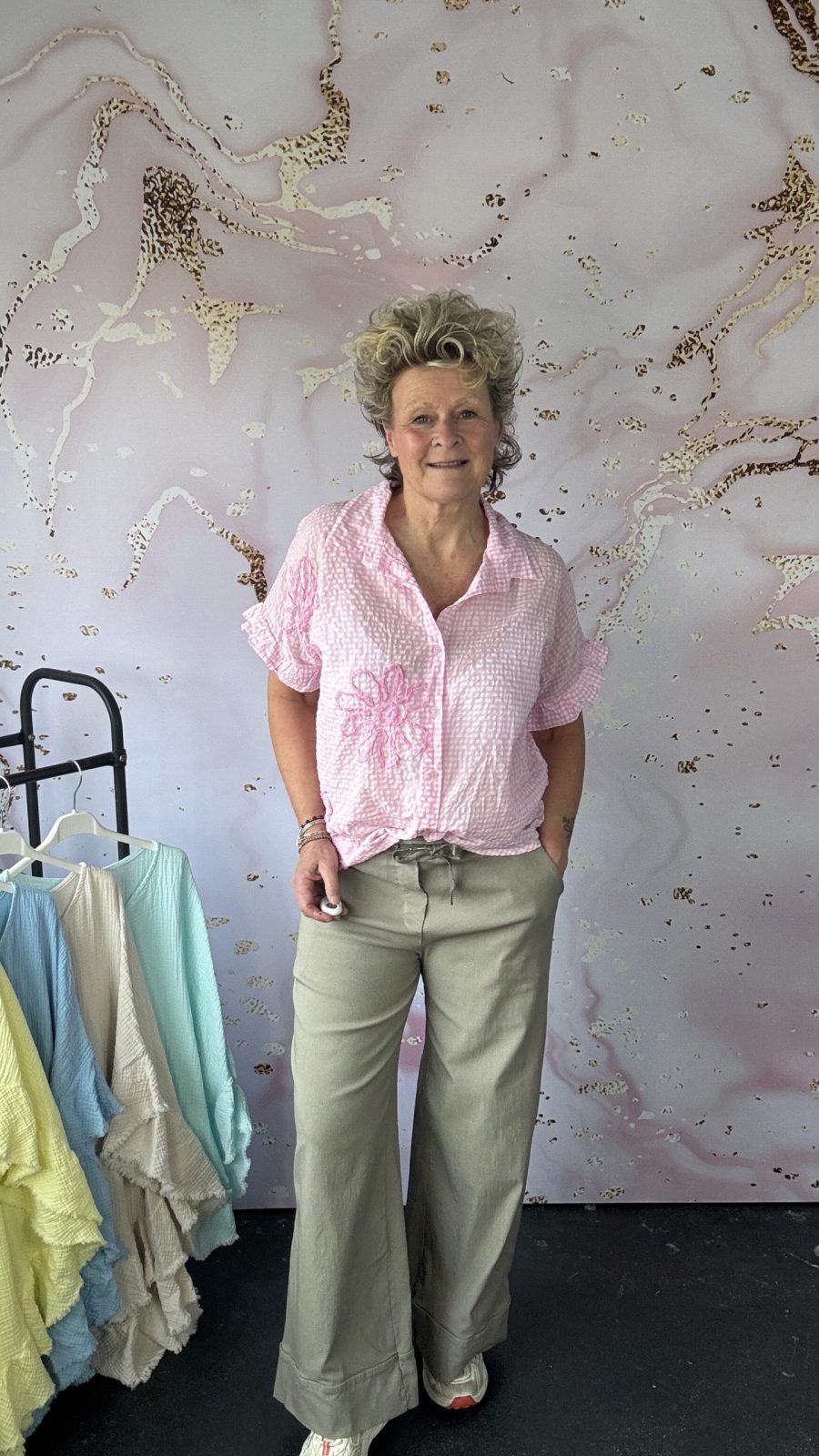 wijde stretch Mena taupe