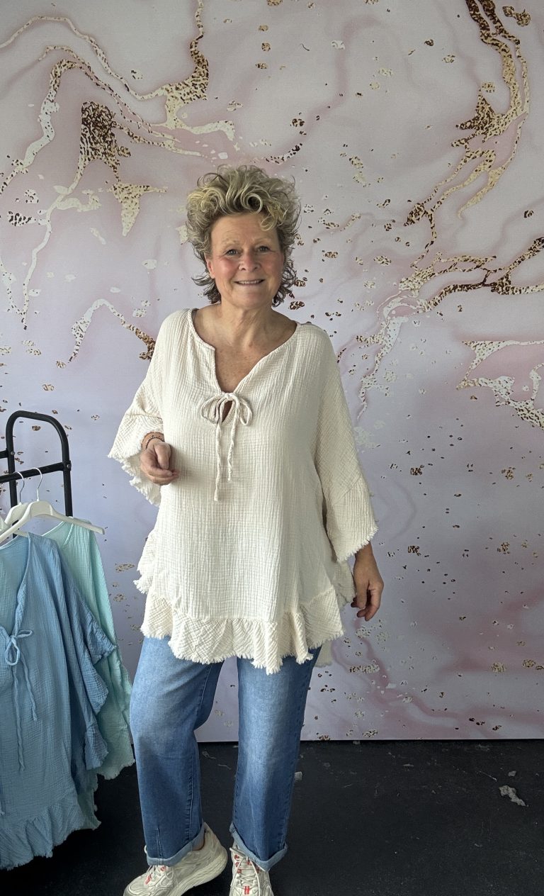 Blouse wafel beige