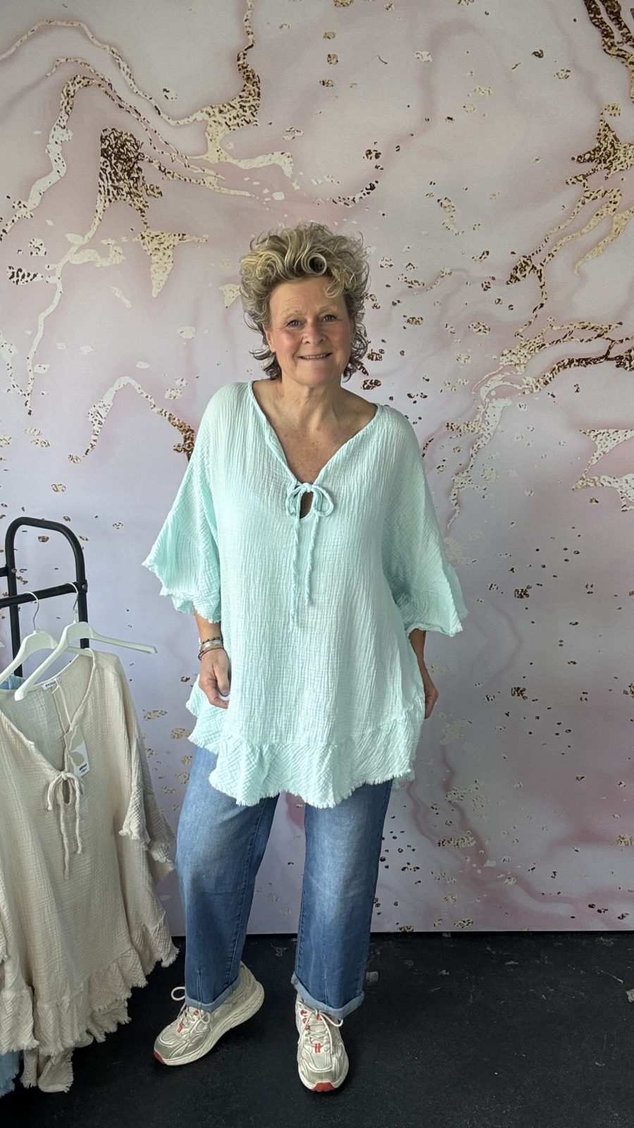 Blouse wafel mint