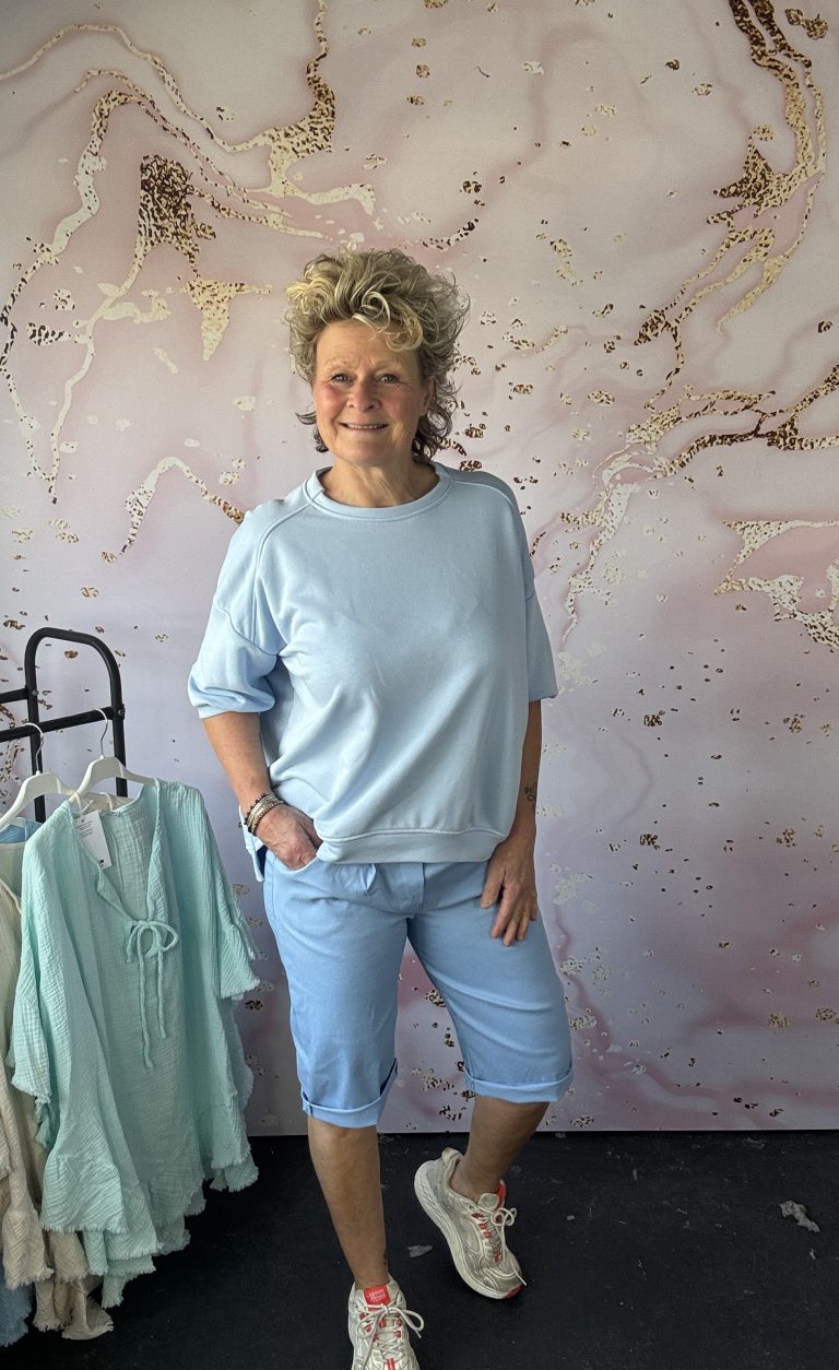 korte broek stretch blauw