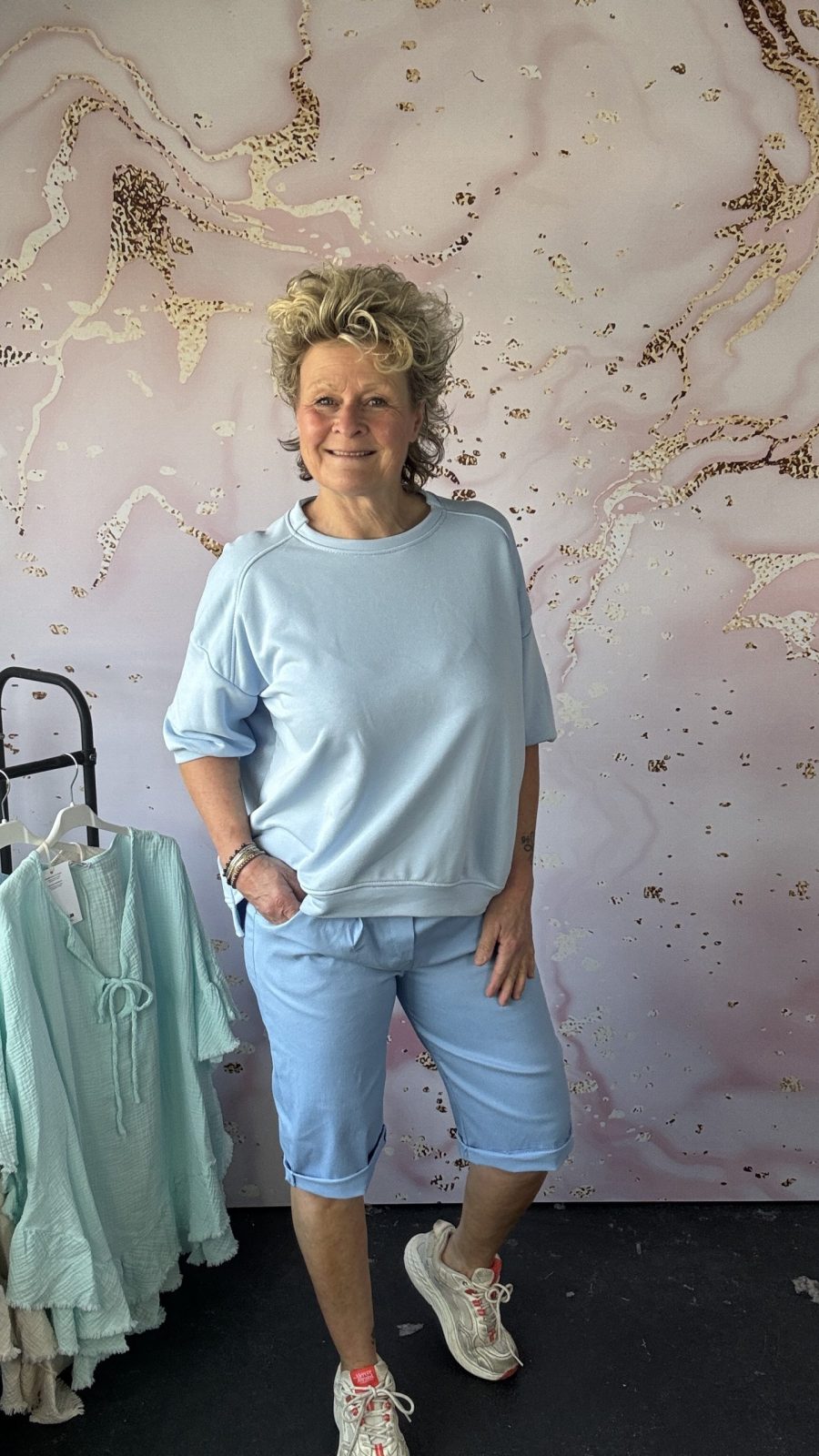 korte broek stretch blauw