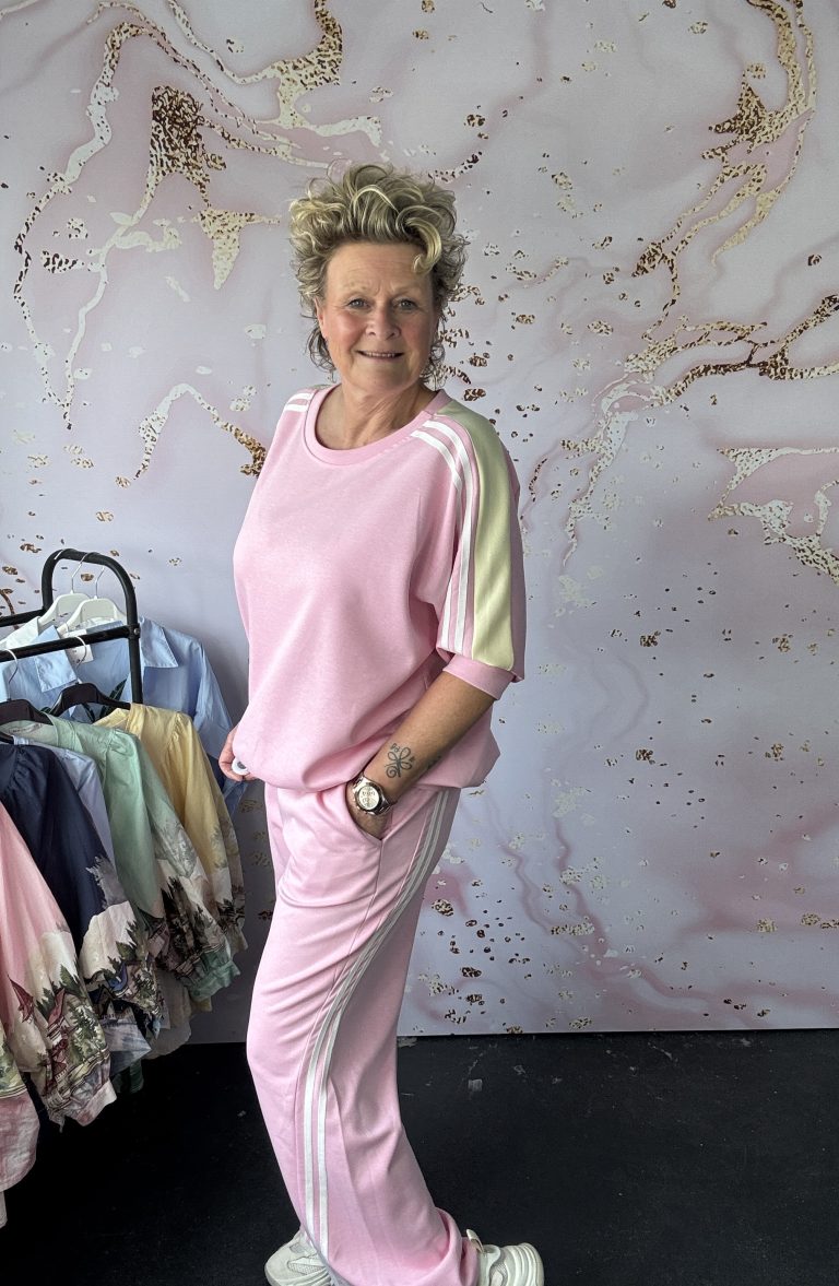 2 delige set stripe roze