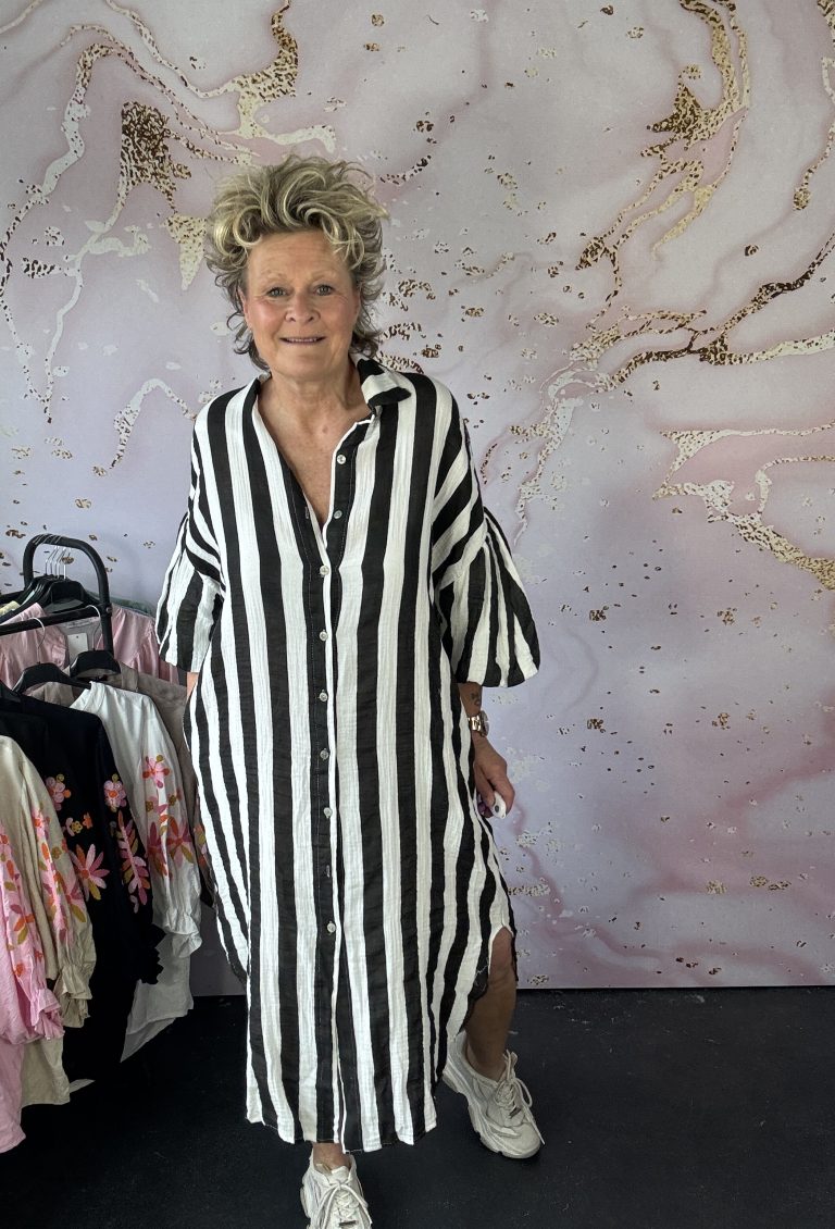 jurk Mona streep zwart