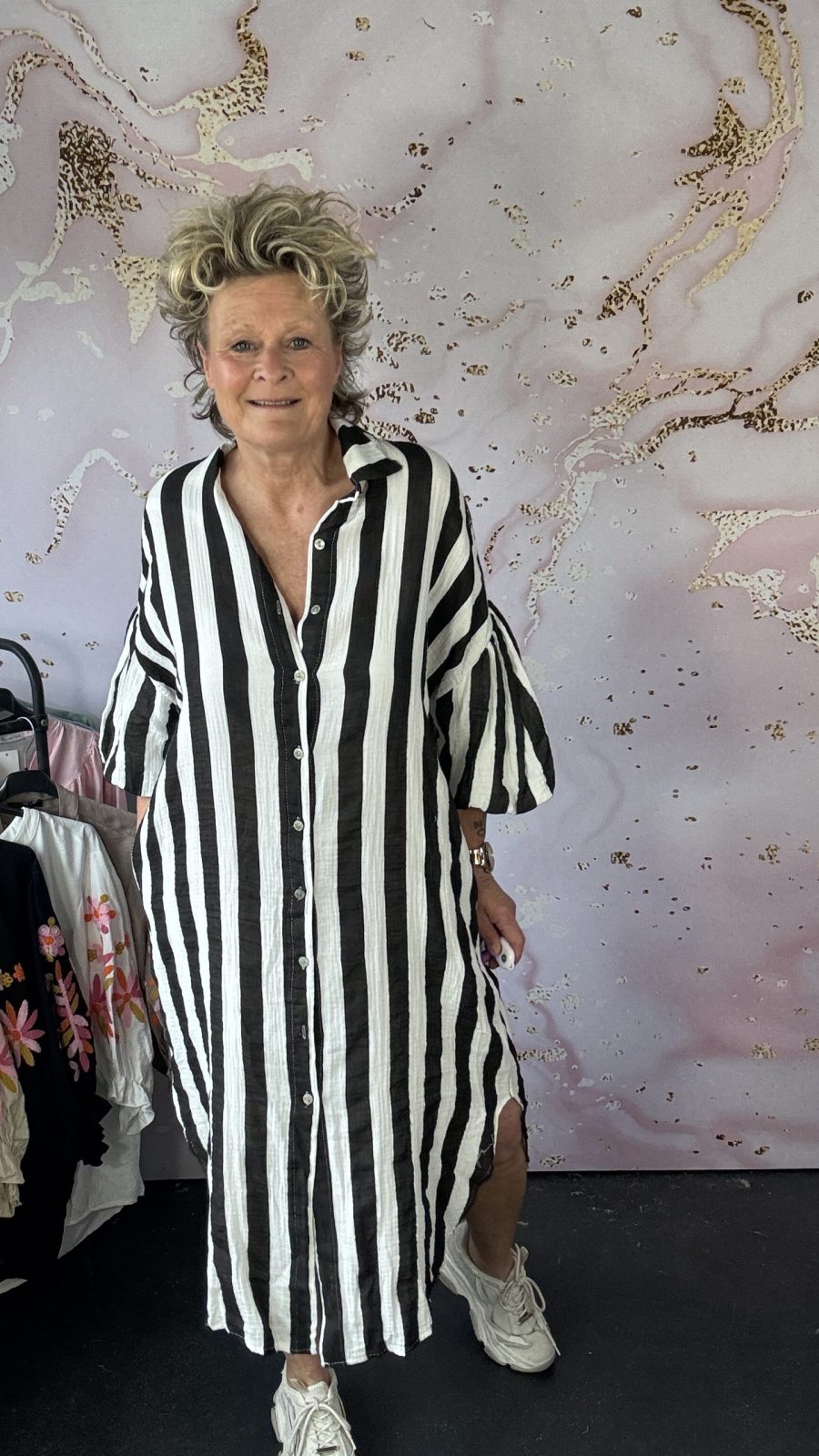 jurk Mona streep zwart