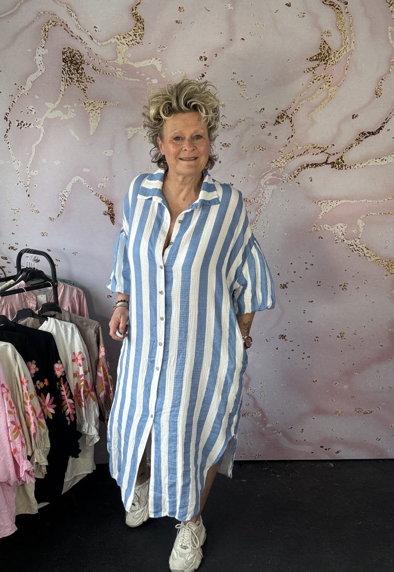jurk Mona streep blauw