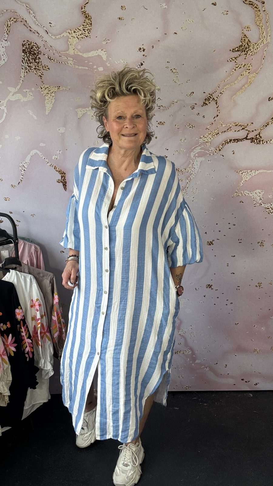 jurk Mona streep blauw