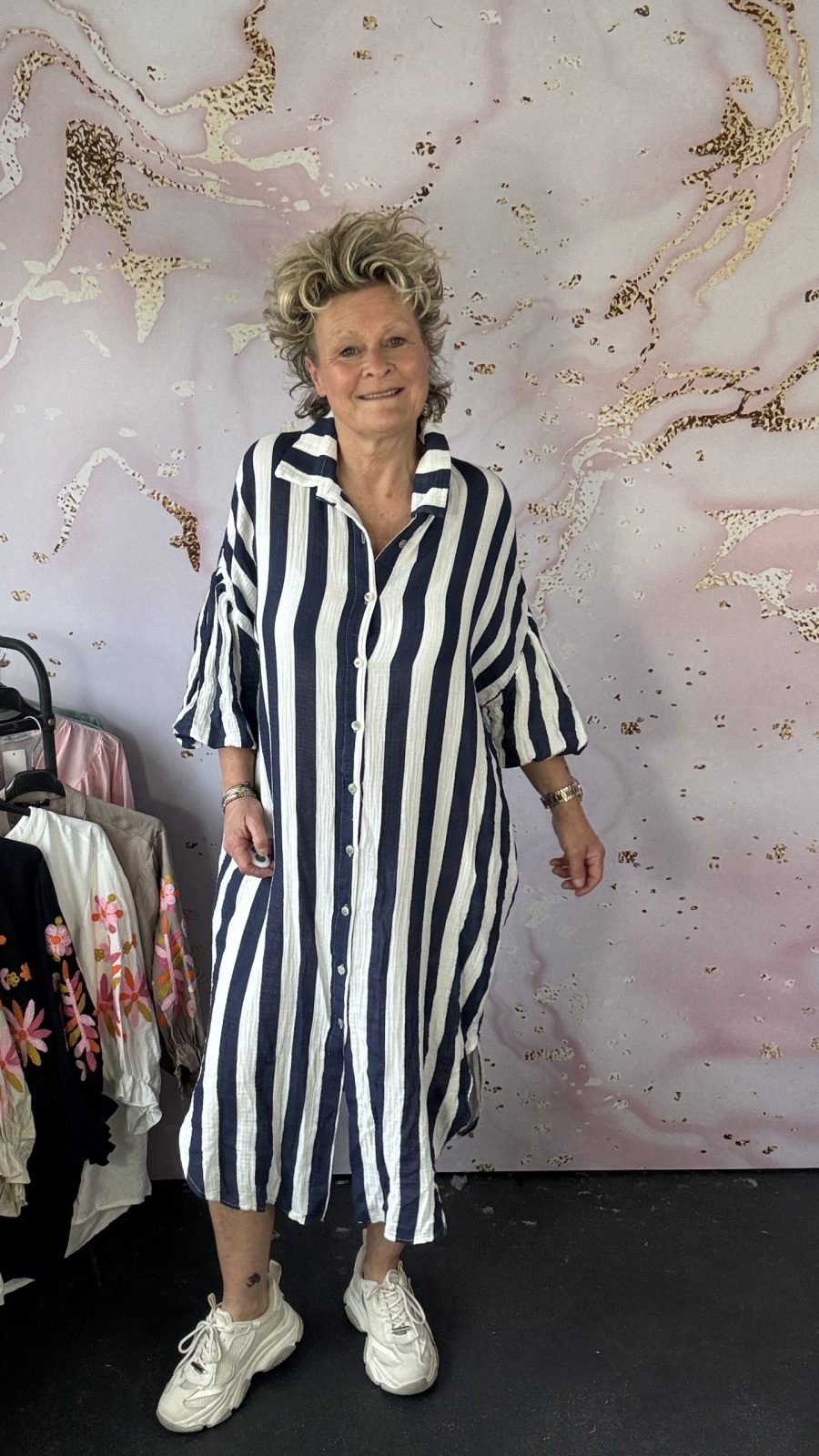 jurk Mona streep navy