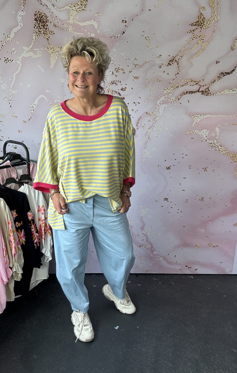Sweater Ivy geel/ blauw