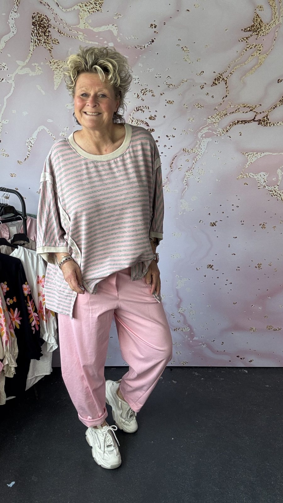 Sweater Ivy roze/ grijs