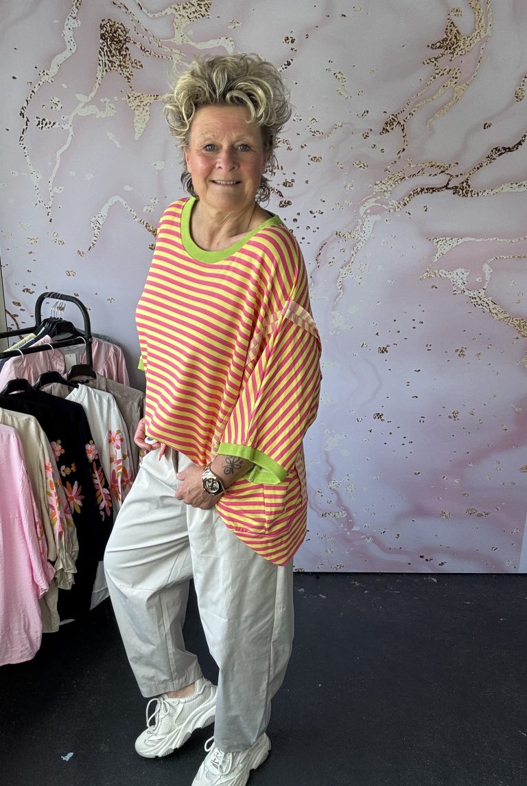Sweater Ivy geel/ fuchsia