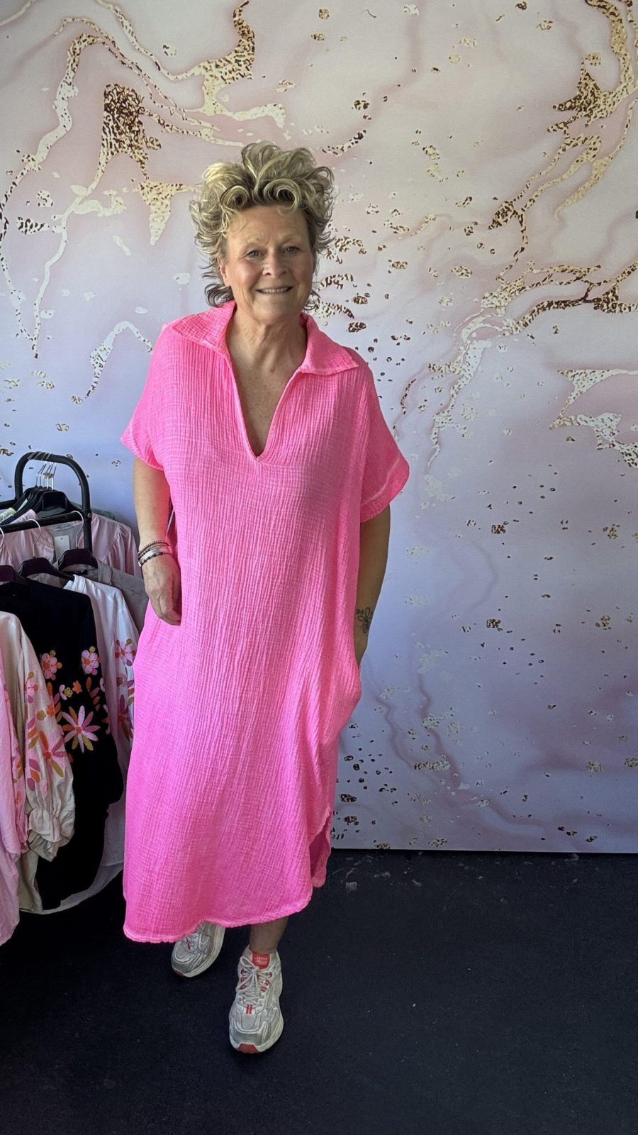jurk Gonny fluor roze