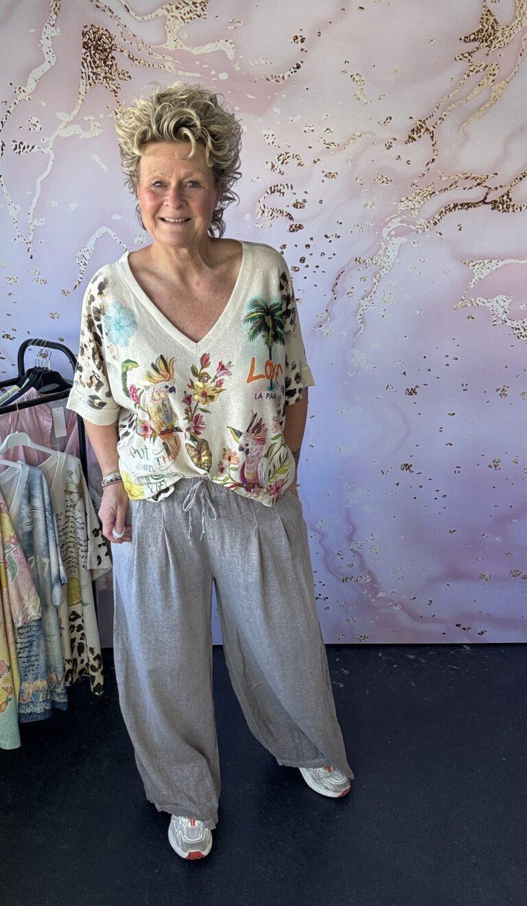 linnen broek taupe