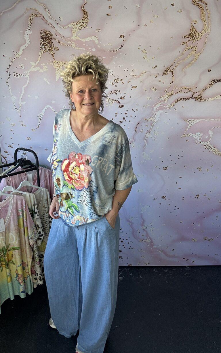 linnen broek jeansblauw