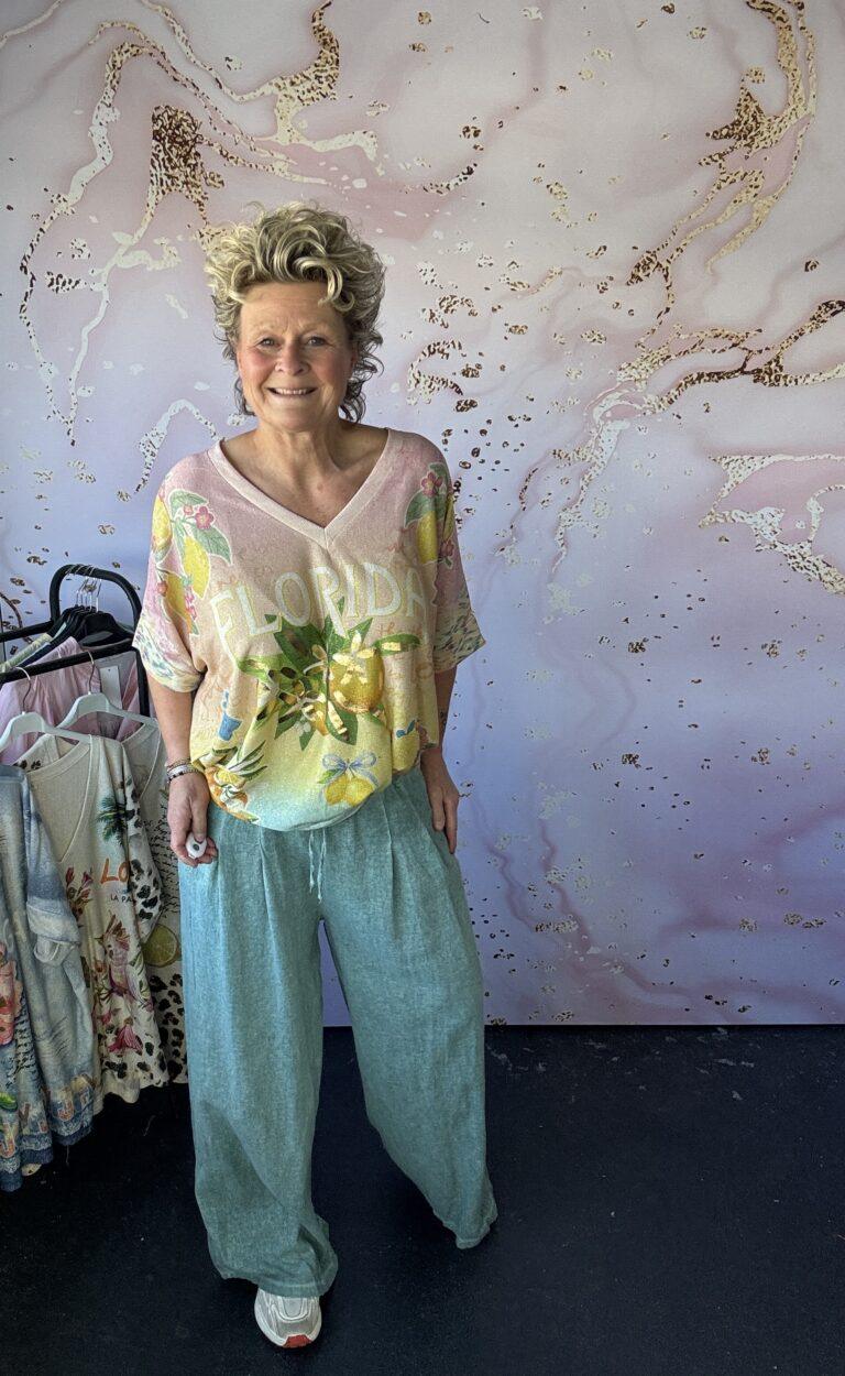 linnen broek zeegroen