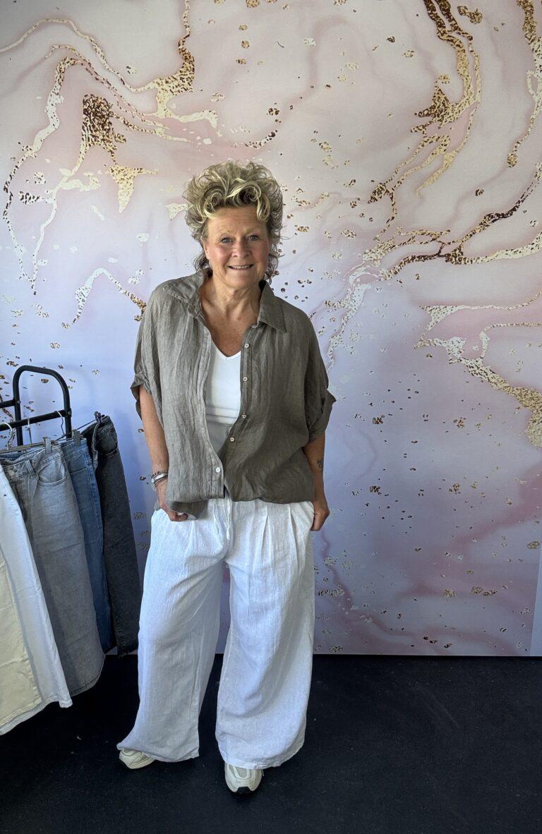 Linnen blouse taupe
