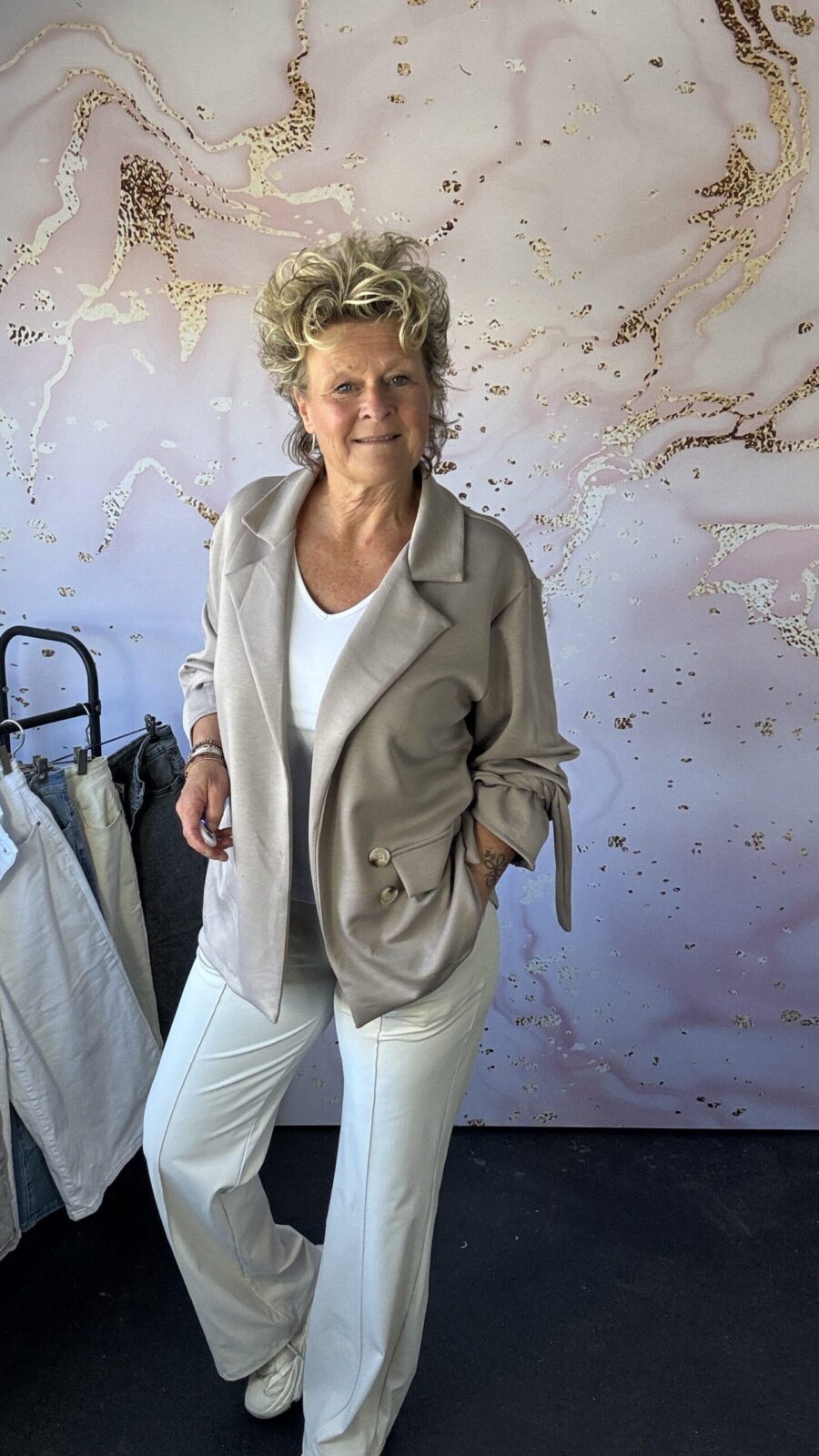 Blazer Knoop taupe