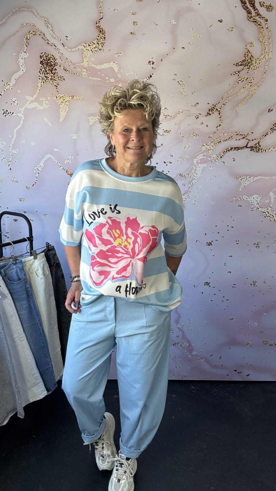 Sweater Rosa stripe lichtblauw