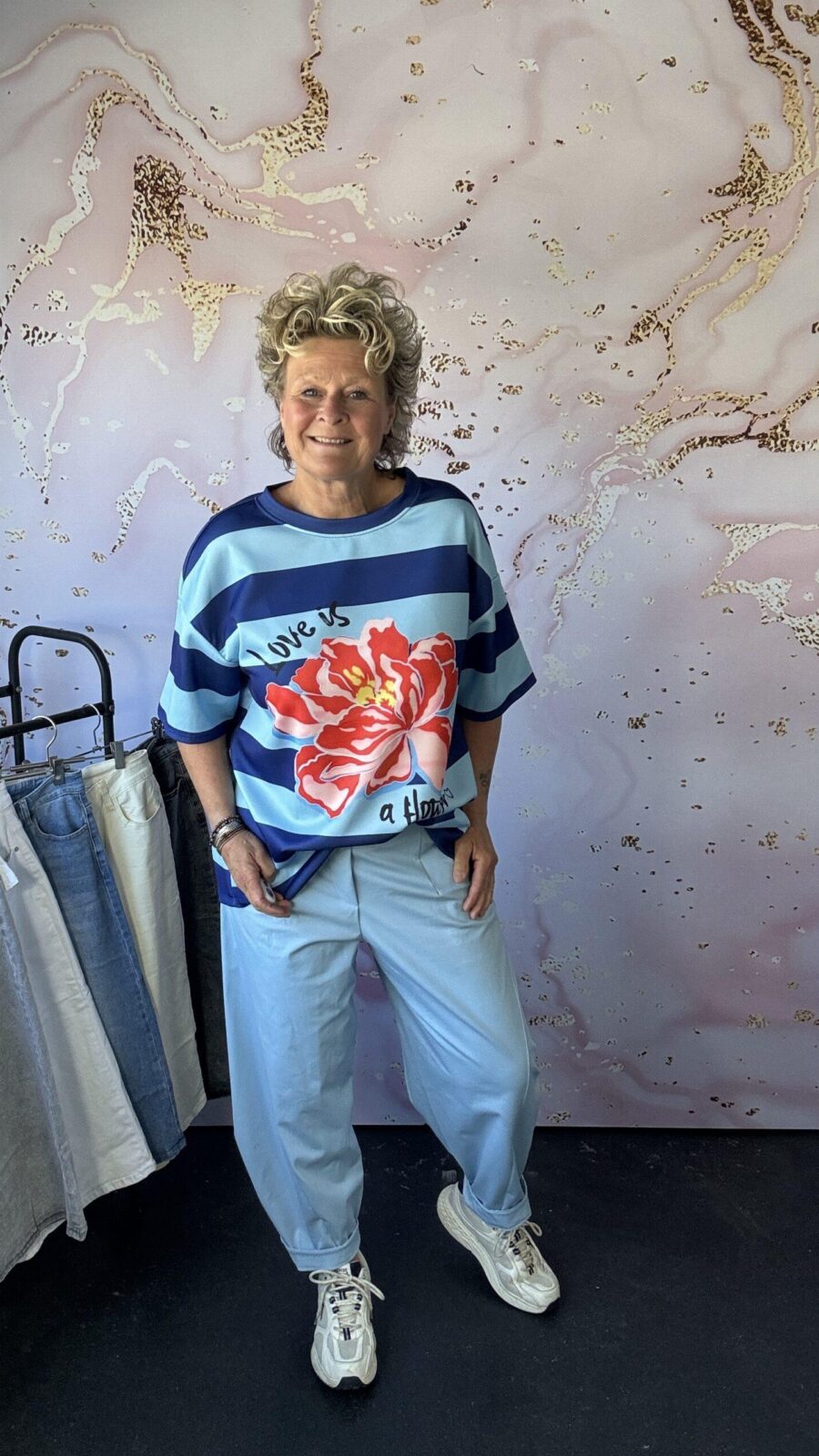 Sweater Rosa stripe kobalt