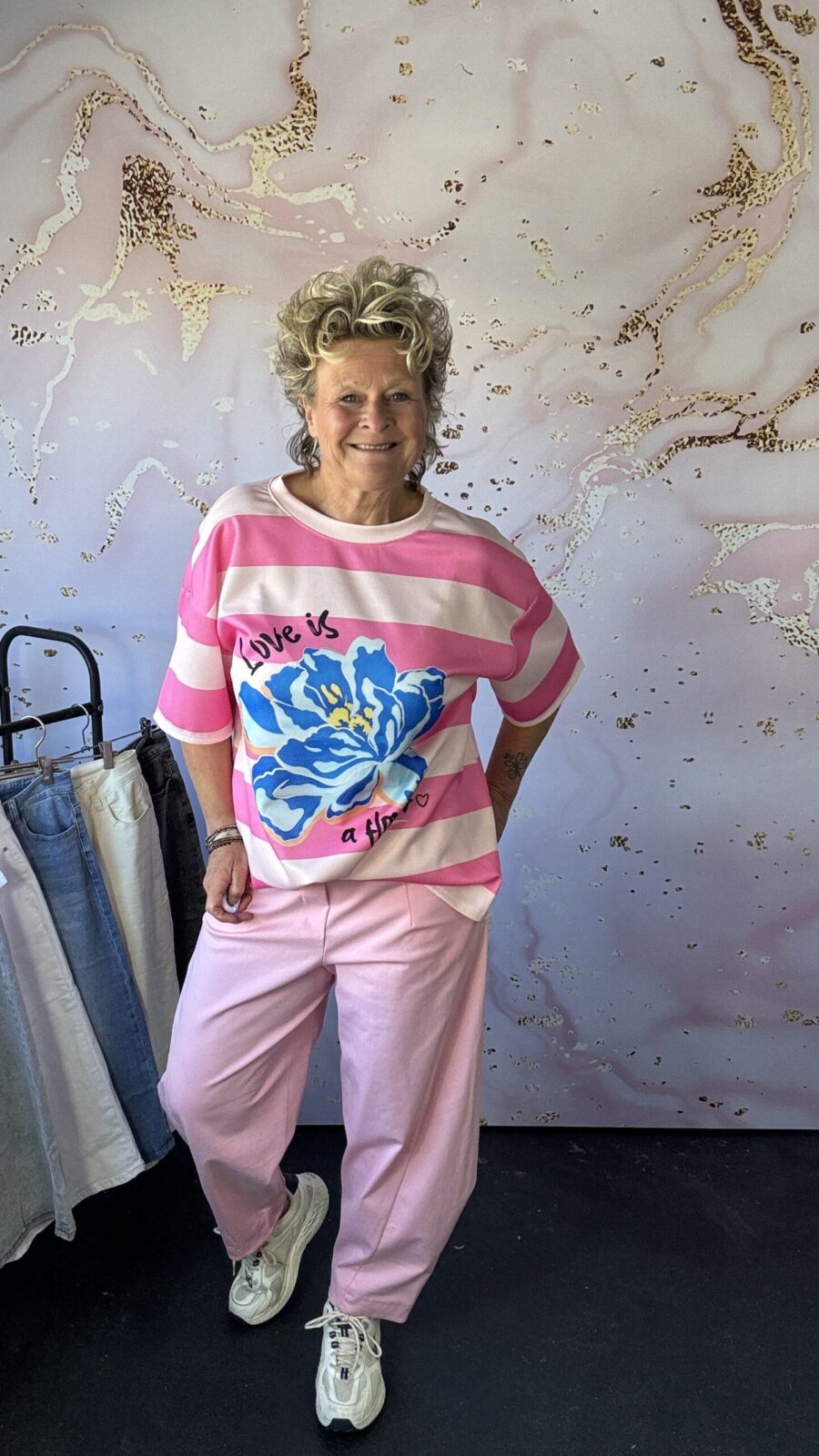Sweater Rosa stripe roze
