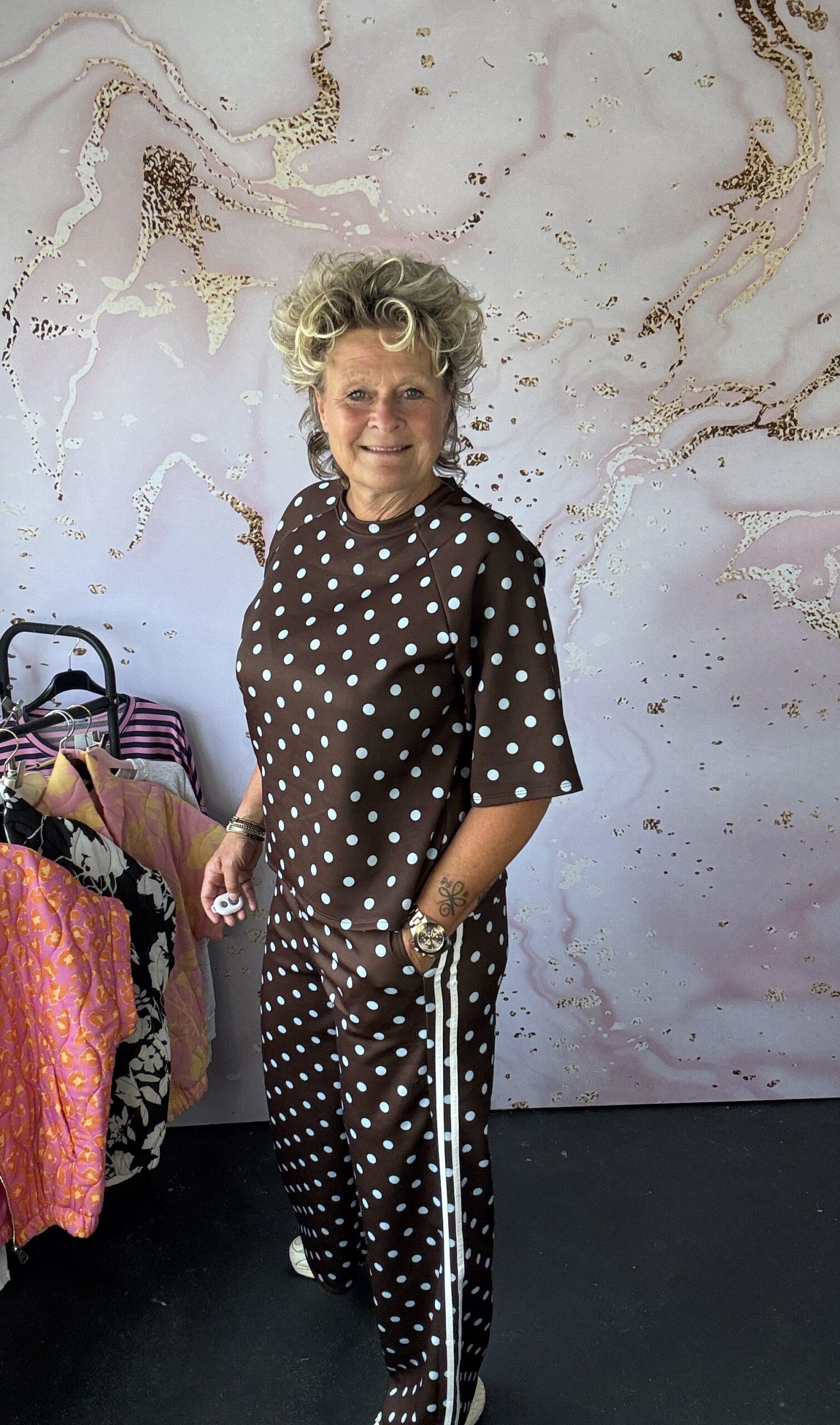2 delige set Stip bruin/lichtblauw