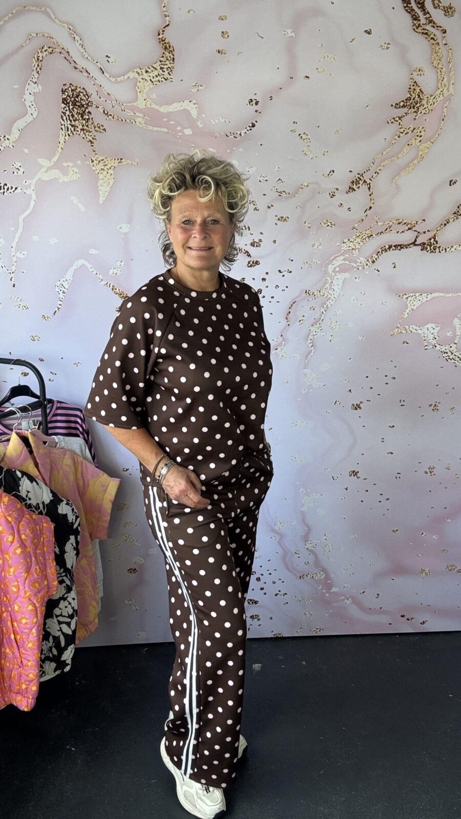 2 delige set Stip bruin/roze