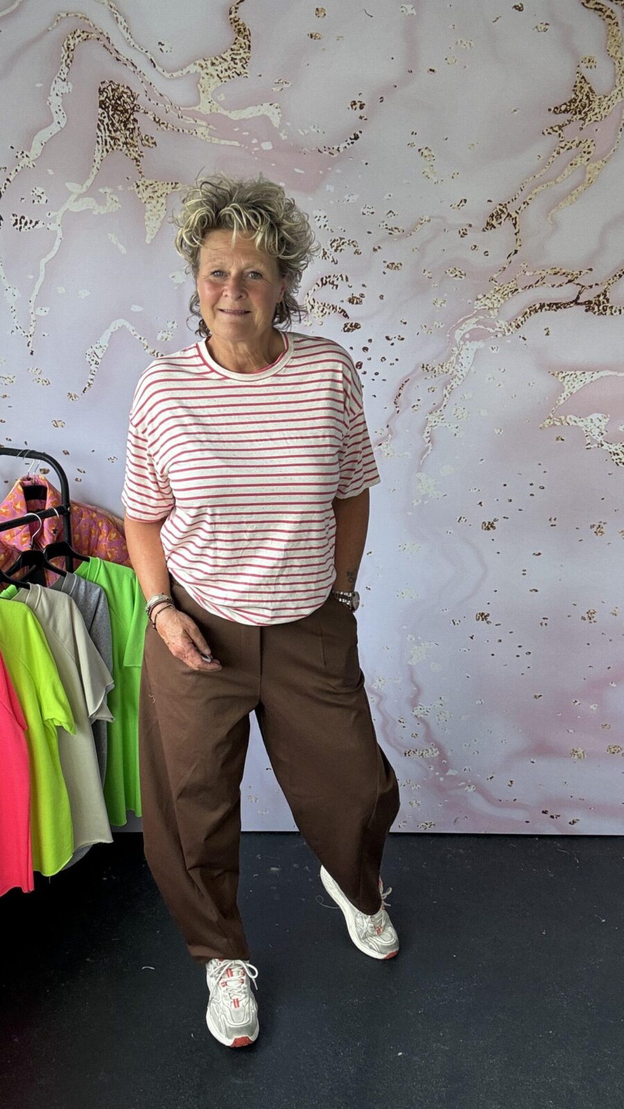 t-shirt Stripe koraal