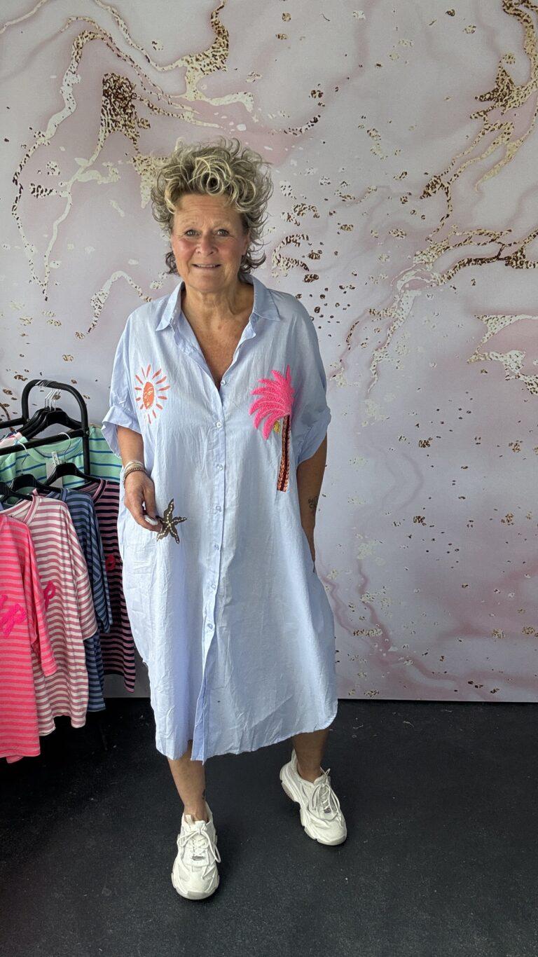 Blouse/jurk Palmboom lichtblauw