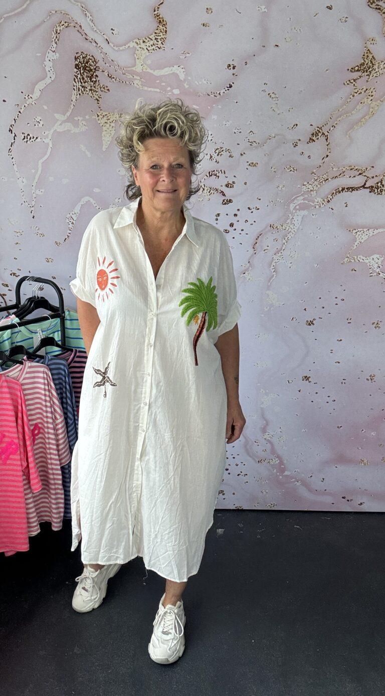 Blouse/jurk Palmboom offwhite