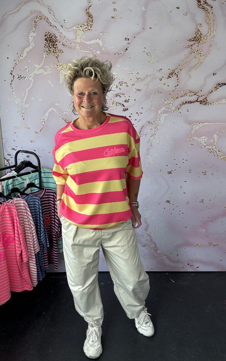 Sweater Californie fuchsia/geel