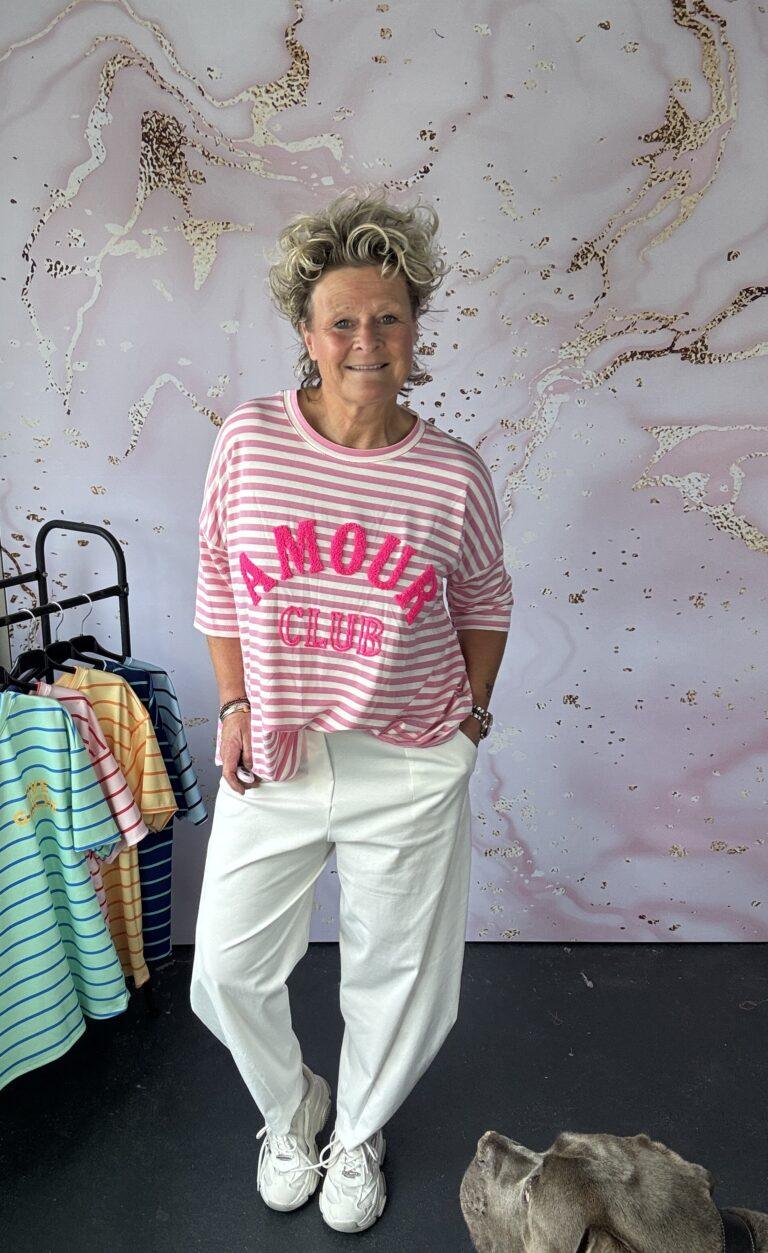 T Shirt AMOUR roze/wit
