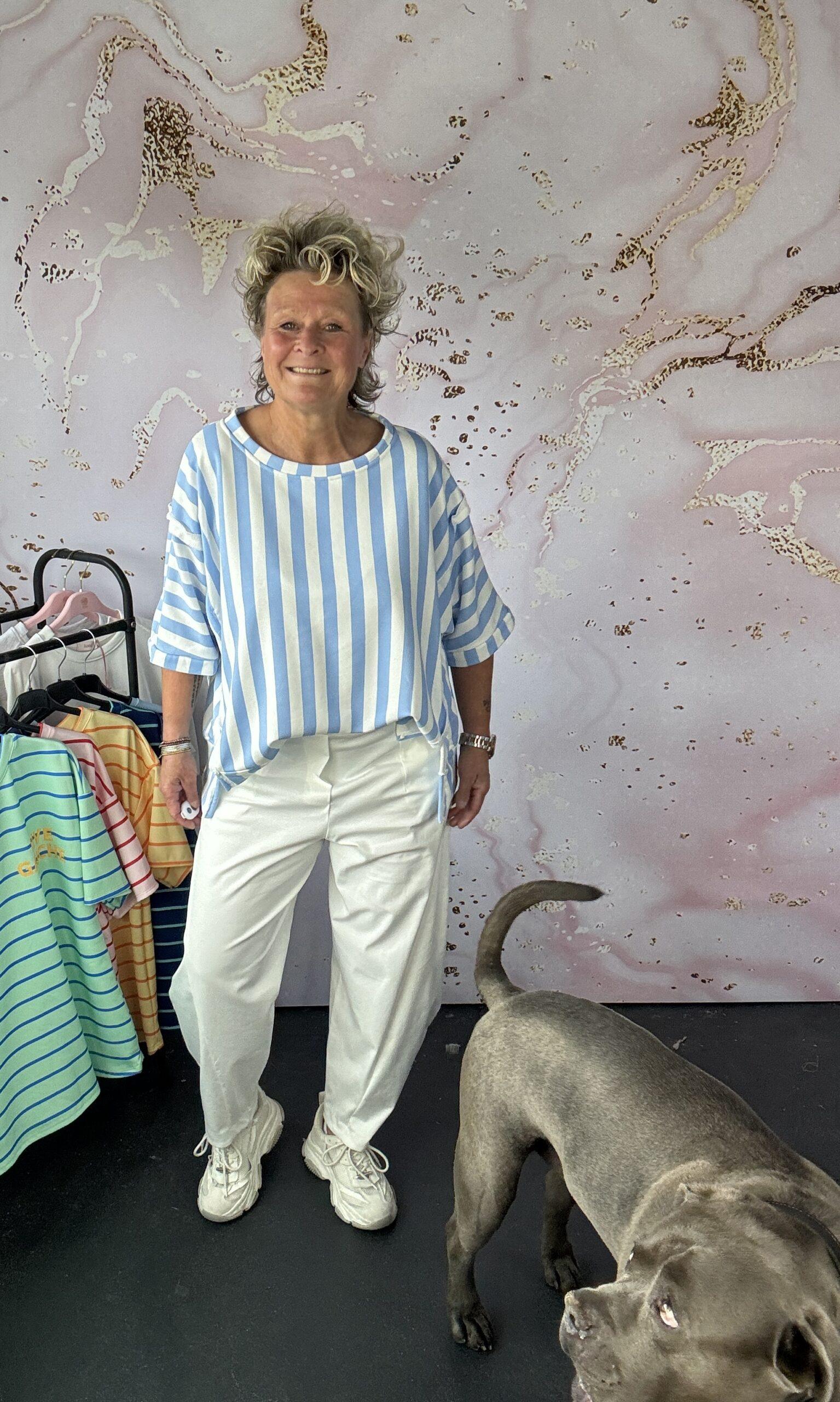 Sweater Azara stripe blauw/wit - Afbeelding 2