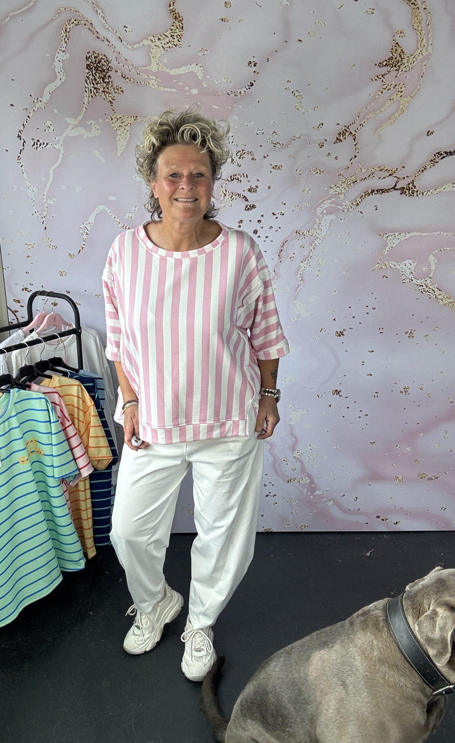 Sweater Azara stripe roze/wit - Afbeelding 2