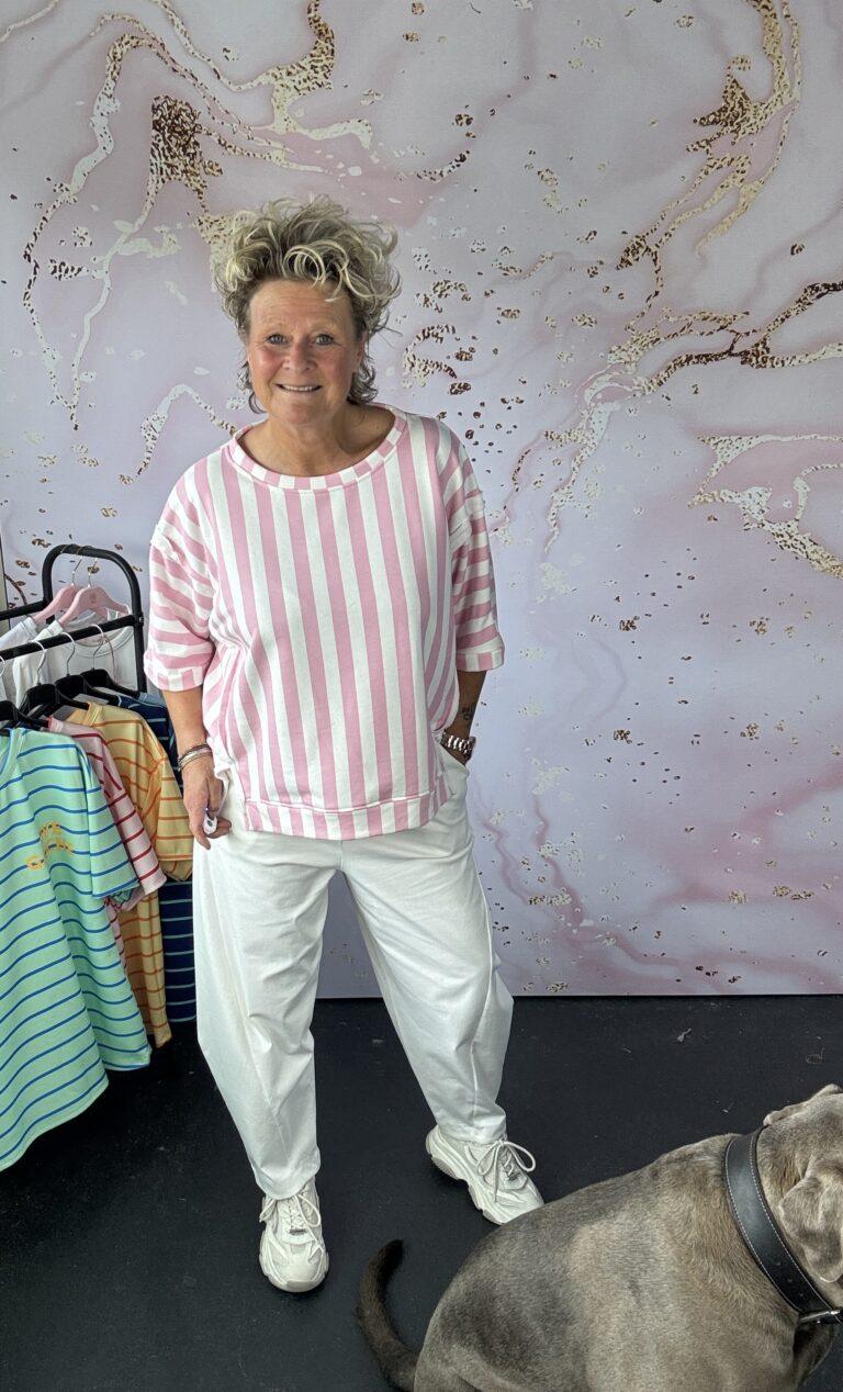 Sweater Azara stripe roze/wit