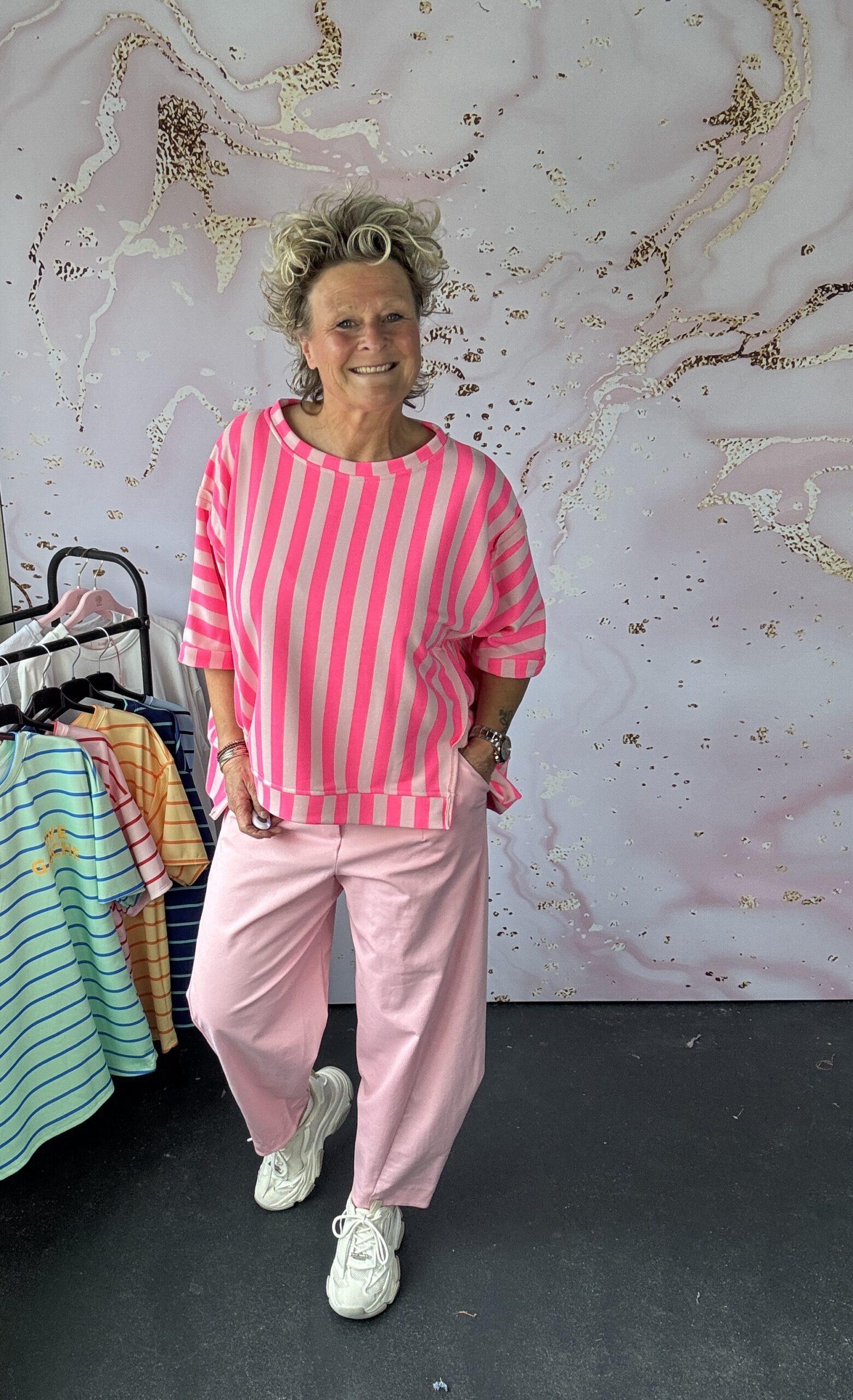 Sweater Azara stripe fuchsia/roze