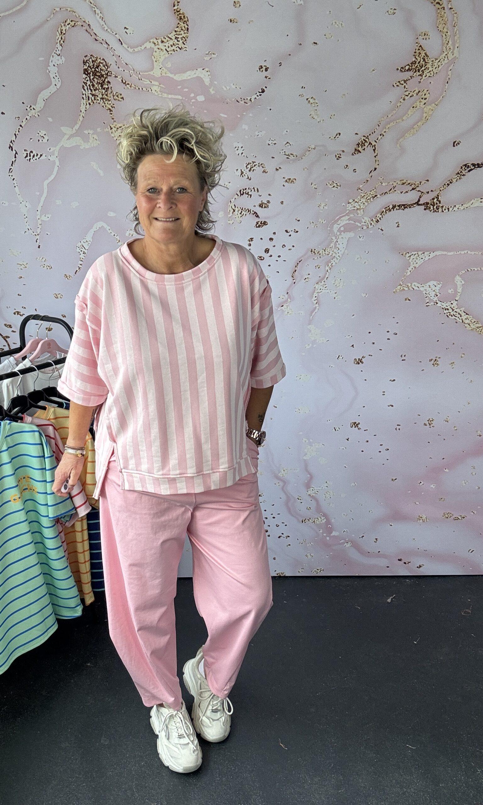 Sweater Azara stripe roze/roze