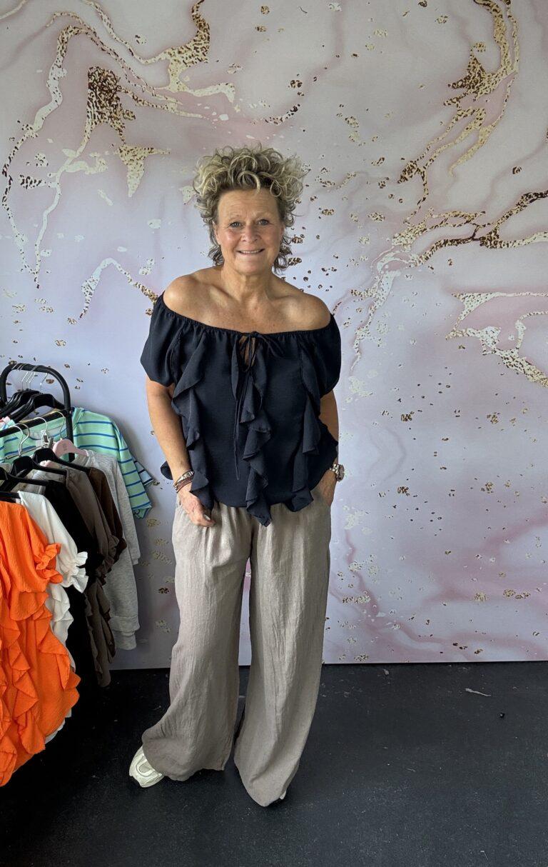 Blouse off shoulder navy