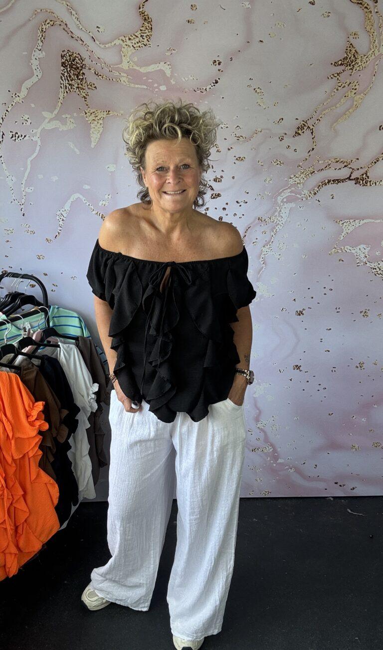 Blouse off shoulder zwart